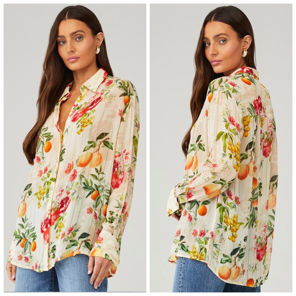 Rococo Sand Multicolor Fruit Pattern Oversized Bu… - image 1